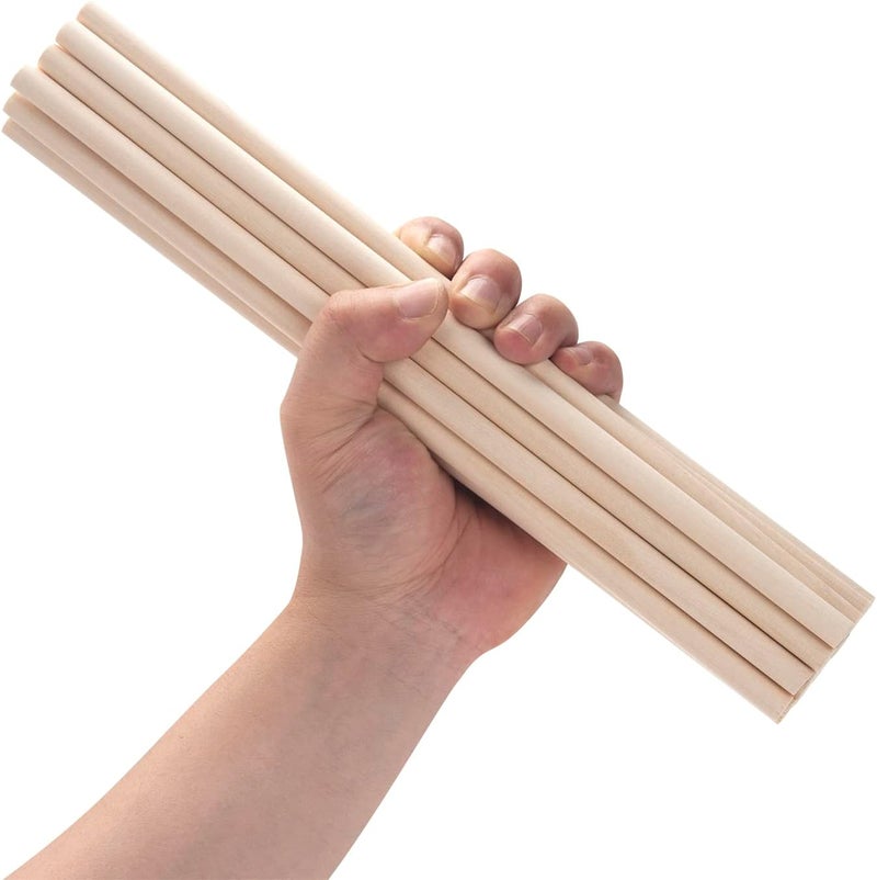 Coowayze Wooden Dowels Wood Sticks for Crafts 3/8 x 12, 20 PCS Wood Dowel Rods, Round Macrame Dowels, Unfinished Hardwood Sticks for Arts and DIYers, Crafting, Tiered Cake Support and Wedding Ribbon Wands - Image 3